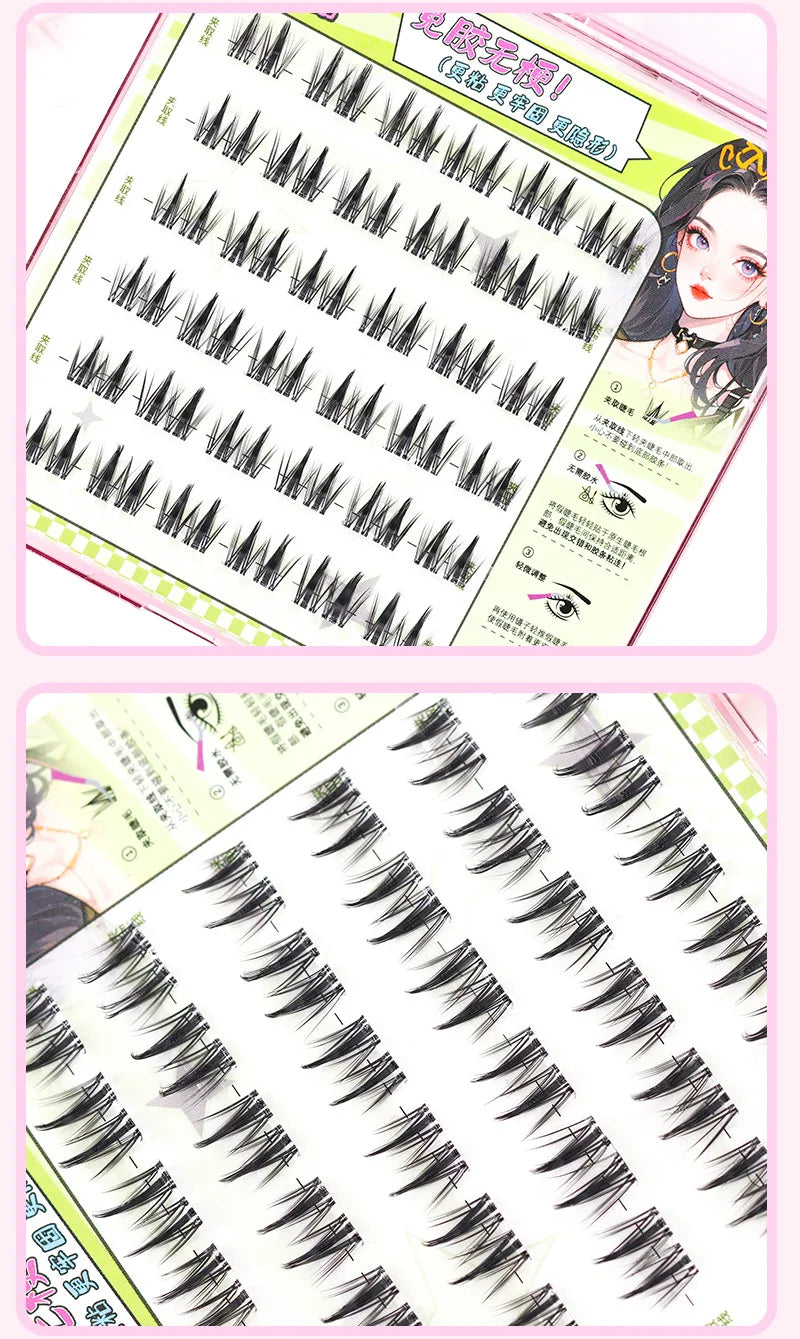 Upgraded Sunflower False Eyelashes No Glue Fake Lashes Natural Reusable Band-Free Lashes Manga Lash Makeup Korean