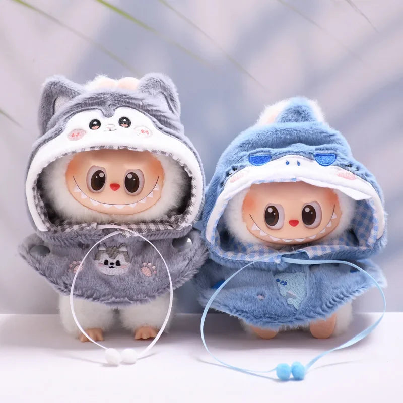 Only Clothes for Labubu Doll Clothes Puppy Shark Cape Cape Fashionable and Cute Set Change Clothes