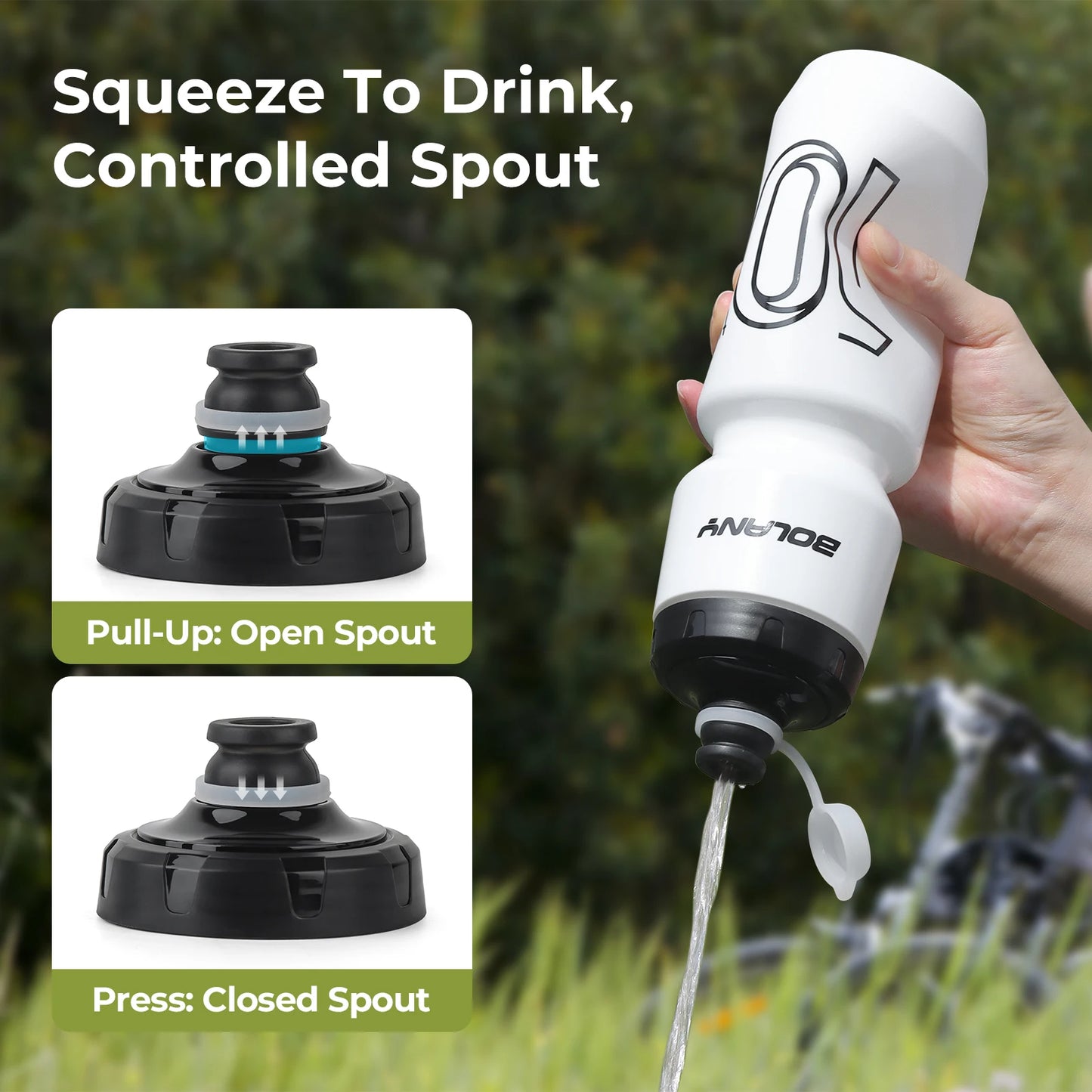 BOLANY Sports Bottle 10th Rubber Transparent Plastic with lid Bottle 750ML Portable Squeeze Drinking Outdoor Cycling Kettle