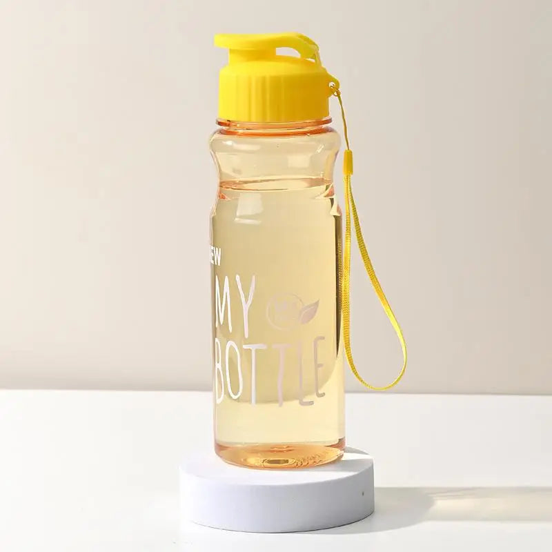 550ml Plastic Water Bottle Portable Sports Cup With Anti Drop Rope Outdoor Water Container Color Transparent Pet Flip Cover