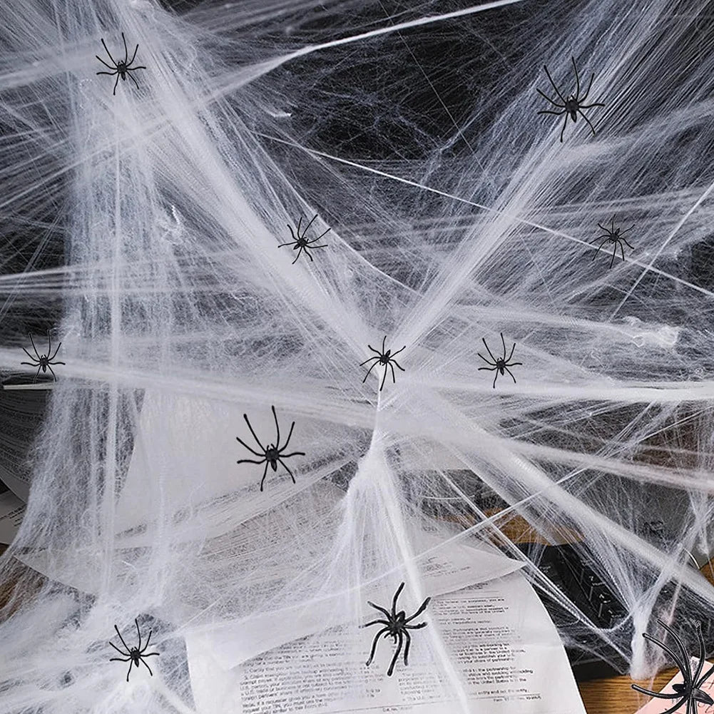 1400 sqft Halloween Spider Webs Decorations with 20 Fake Spiders, Super Stretchy Cobwebs for Halloween Decor Indoor and Outdoor