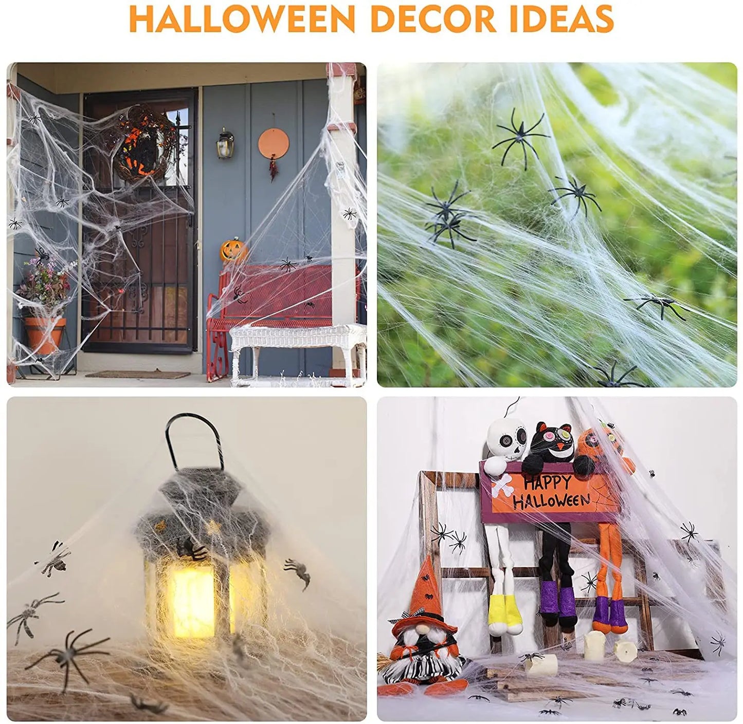 1400 sqft Halloween Spider Webs Decorations with 20 Fake Spiders, Super Stretchy Cobwebs for Halloween Decor Indoor and Outdoor