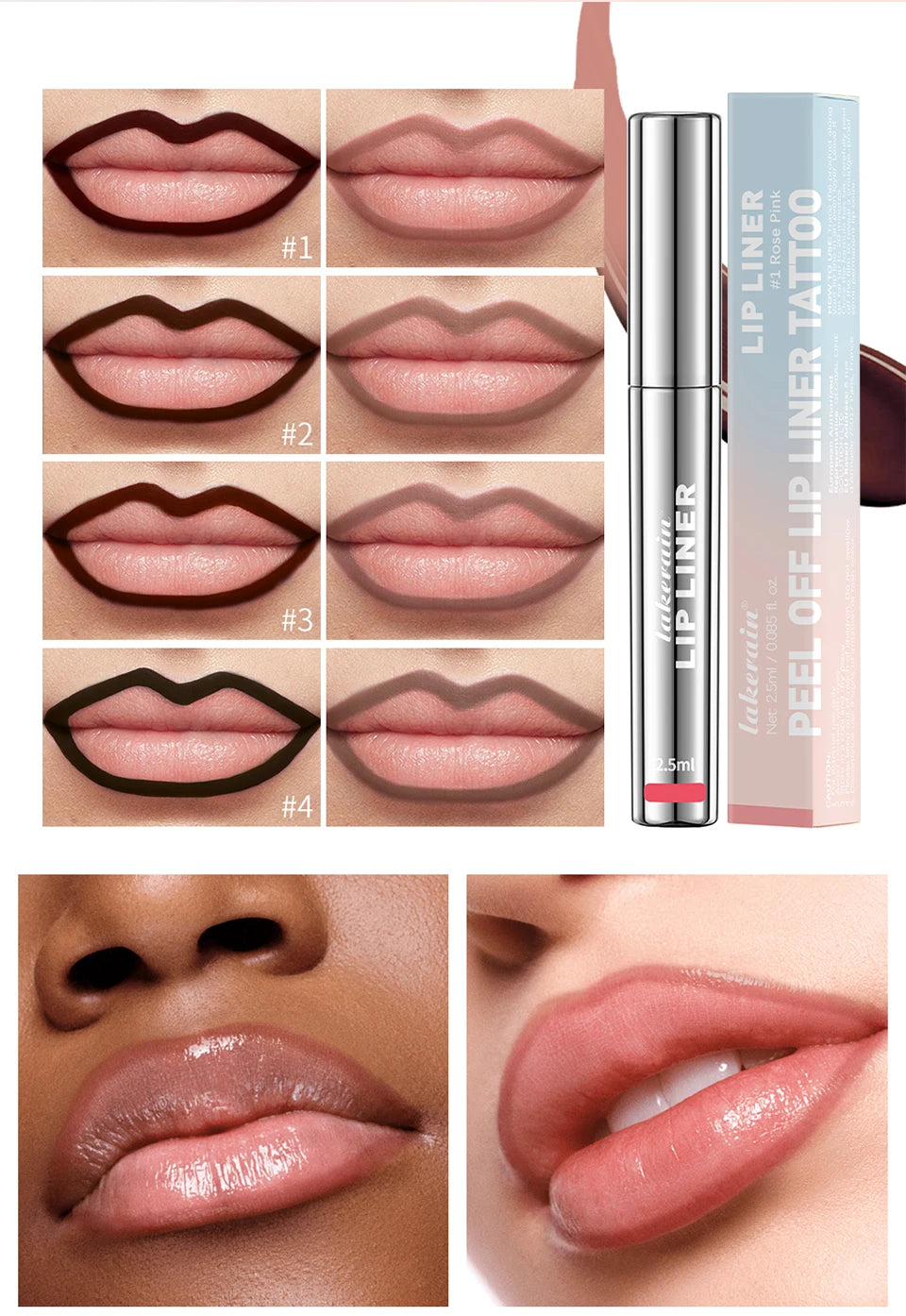 4 Colors Peel Off Lip Liner Waterproof Transfer-proof Lipstic Tattoo Waterproof Long Lasting Matte Velvet Lip Tint Sexy Red Cont