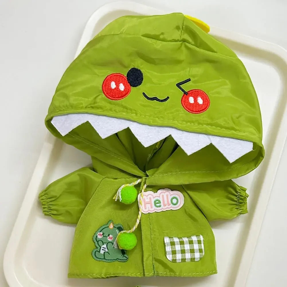 For 17 cm labubu v1/v2/v3 clothes summer doll clothes rabbit ear raincoat for Labubu Outfit DIY Labubu Clothing Gift