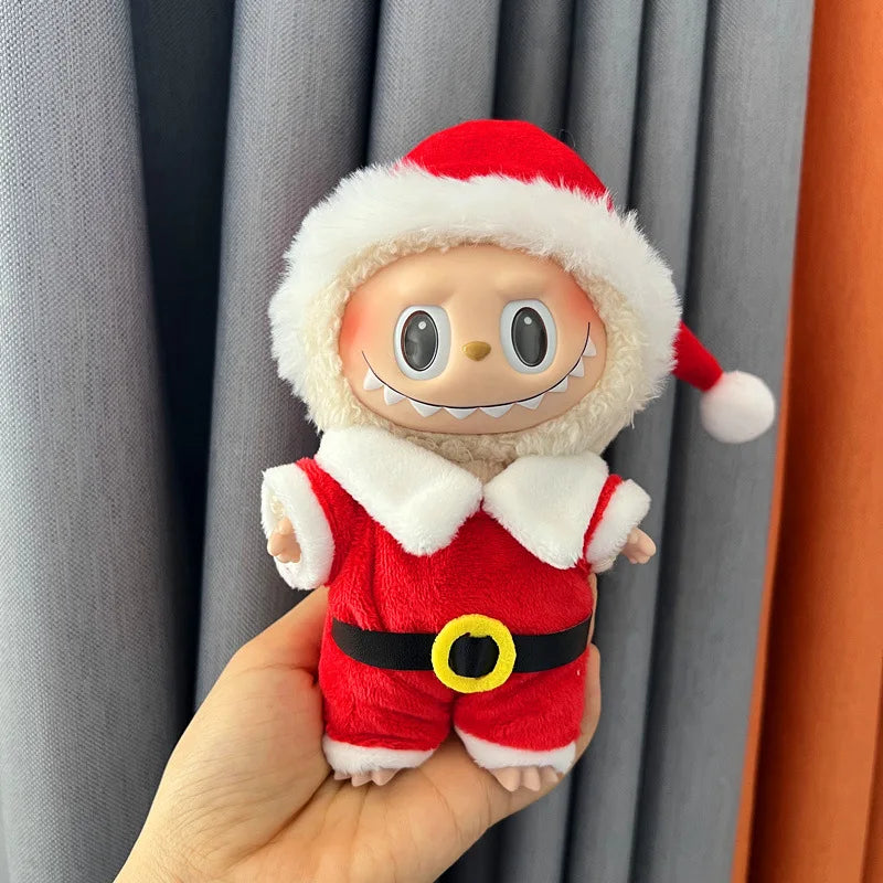 17cm LABUBU Christmas Santa Outfit - Gen1-3 Doll Clothes Set for Vinyl Figures, Festive Santa Costume with Accessories