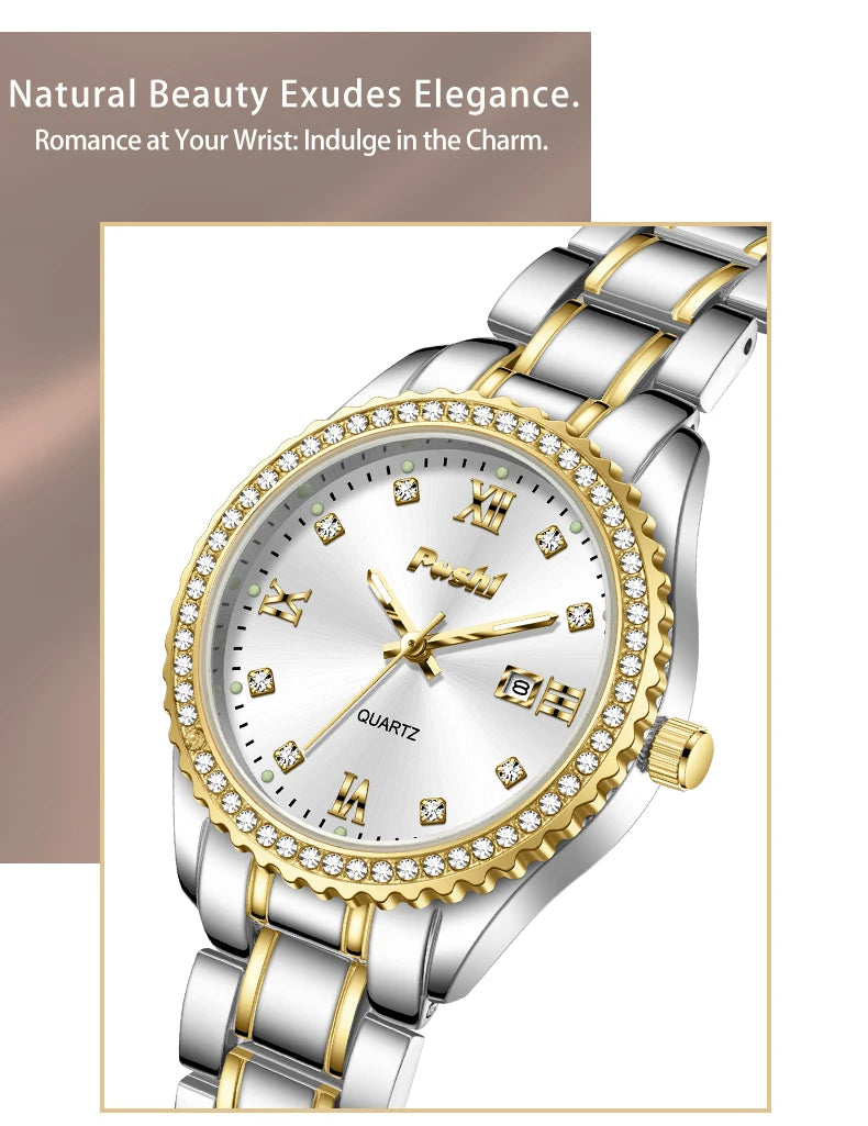 POSHI 990 Fashion Women Watch Elegant Business Quartz Wristwatch Lady Casuan Dress Watches With Date Display Original Clock