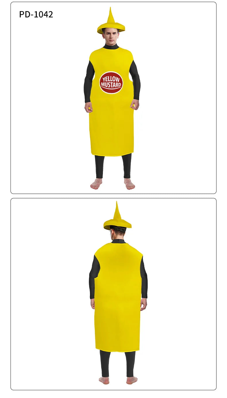 Festival Costumes Red Tomato Delicious Ketchup Costume Adult Boy Girl Funny Disguise Suit Yellow Halloween Cosplay Party Clothes