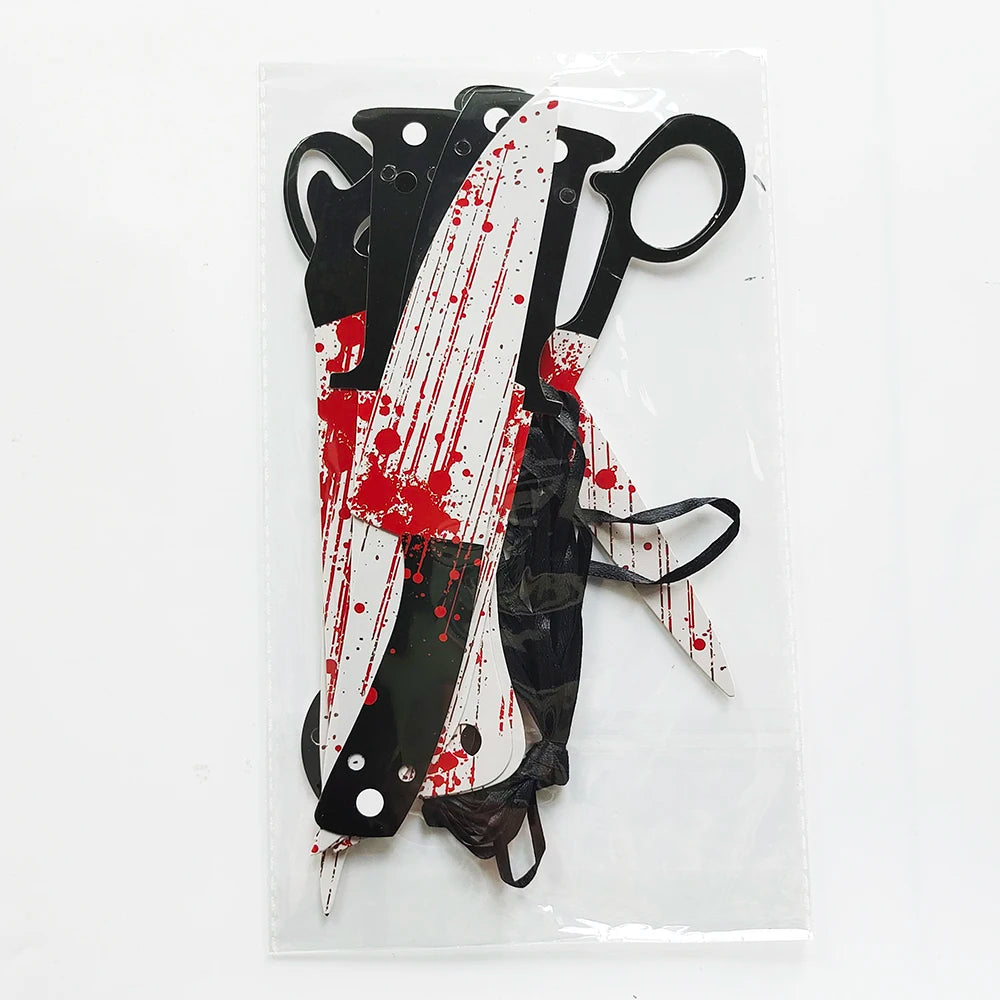 Halloween Terror Banner Blood Hand Foot Knife Skeleton Horror Flag Pulling Ghost Festival Decor Happy Halloween Party Decor