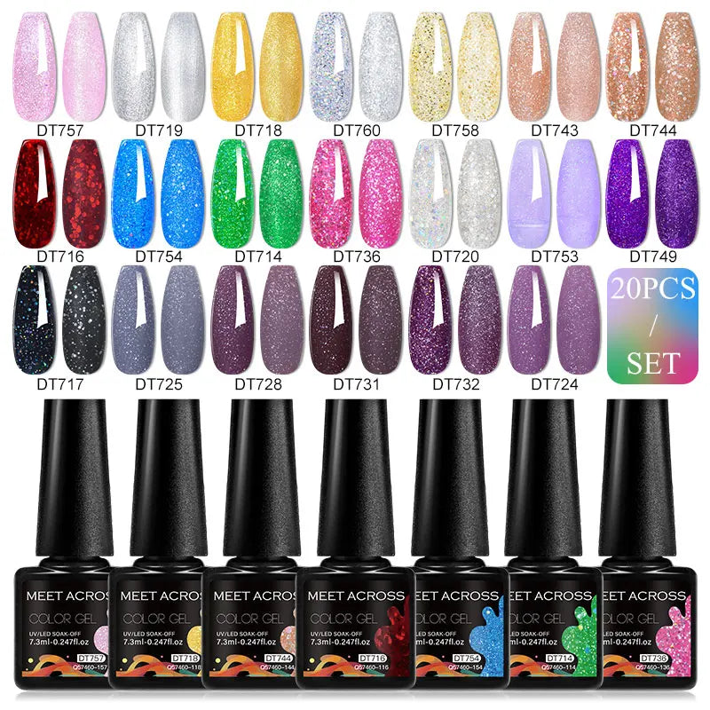 20pc Nail Gel Polish Set HEMA Free All-season Nails Long Lasting Soak Off Varnishes Kit for Manicure DIY UV/LED Gel Desgin