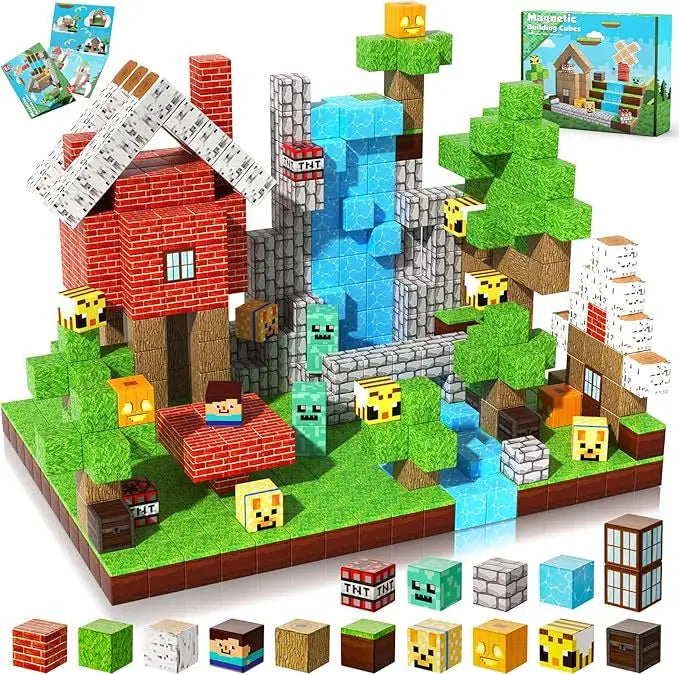 2025 NEW Magnetic Blocks Game Mine Magnet Worlds DIY Toys For Boys Girls STEM Montessori Sensory Cubes Game Toys Christmas Gifts