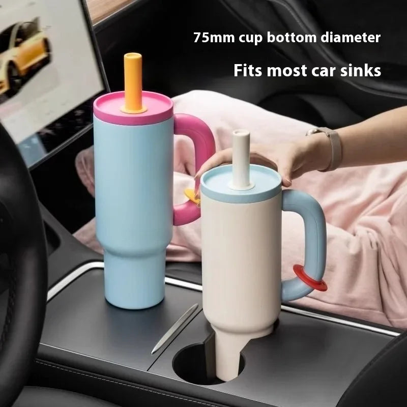 2025 New Female King Cup 304 Stainless Steel Straw Insulated Ice Cup - Thick, Portable Handle Design for Trendy Hydration