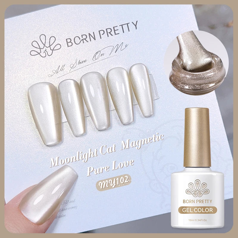 BORN PRETTY 10ml Silver Water Light Cat Magnetic Gel Nail Polish Nail Supplies Vernis Semi Permanent Gel for Fall Winter Nails