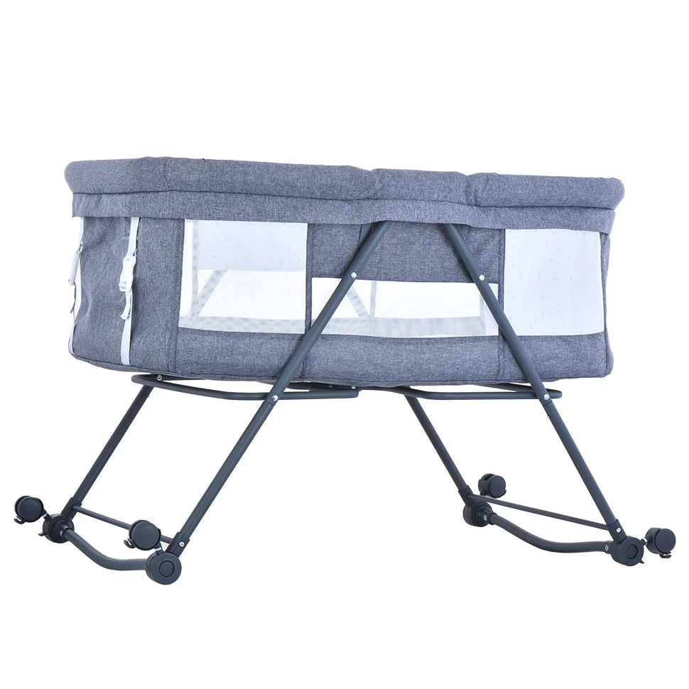 Baby Reisbed met Matras & Stille Wielen – Omvormbare Schommelwieg