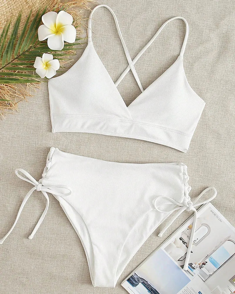 Cikini V-hals split bikiniset voor dames