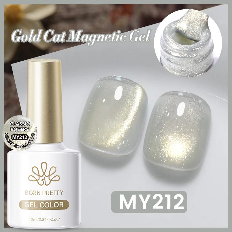 BORN PRETTY 10ml Silver Water Light Cat Magnetic Gel Nail Polish Nail Supplies Vernis Semi Permanent Gel for Fall Winter Nails