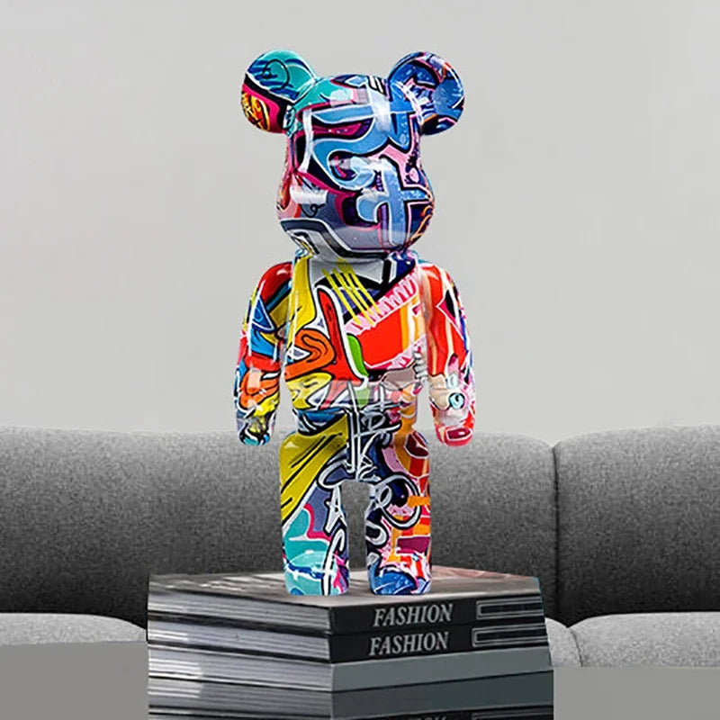 Figurine Ours Graffiti 27 cm – Décoration d'intérieur abstraite et tirelire