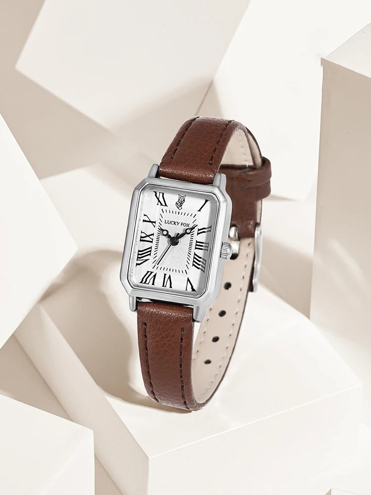 Fashion Rectangle Quartz Wrist Watch for Women Luxury Brand Roman Dial Leather Strap Ladies Watches Clock