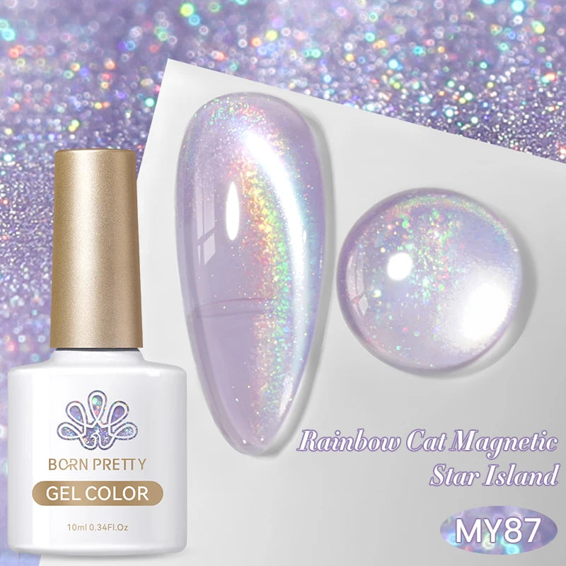 BORN PRETTY 10ml Silver Water Light Cat Magnetic Gel Nail Polish Nail Supplies Vernis Semi Permanent Gel for Fall Winter Nails