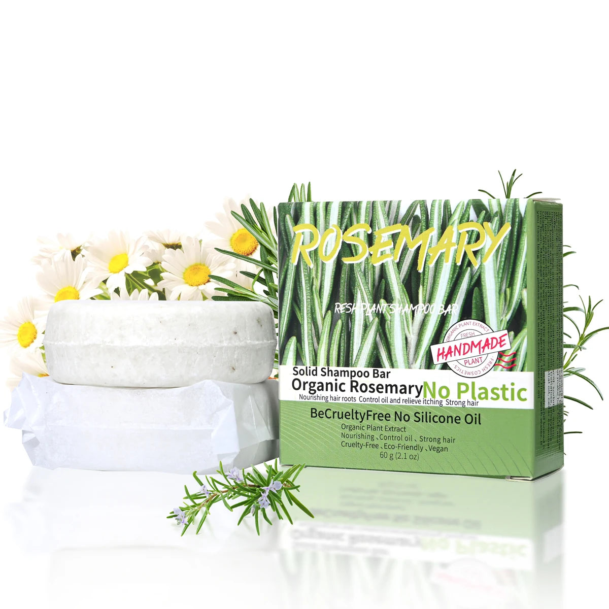 Natural Rosemary Shampoo Soap 60g – Handmade Anti-Dandruff & Oil Control