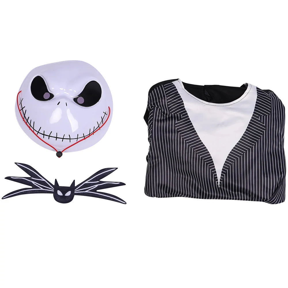 Anime Jack Skellington Costume Boys The Nightmare Before Jack Skellington Cosplay Bodysuit Suit Halloween Clothes