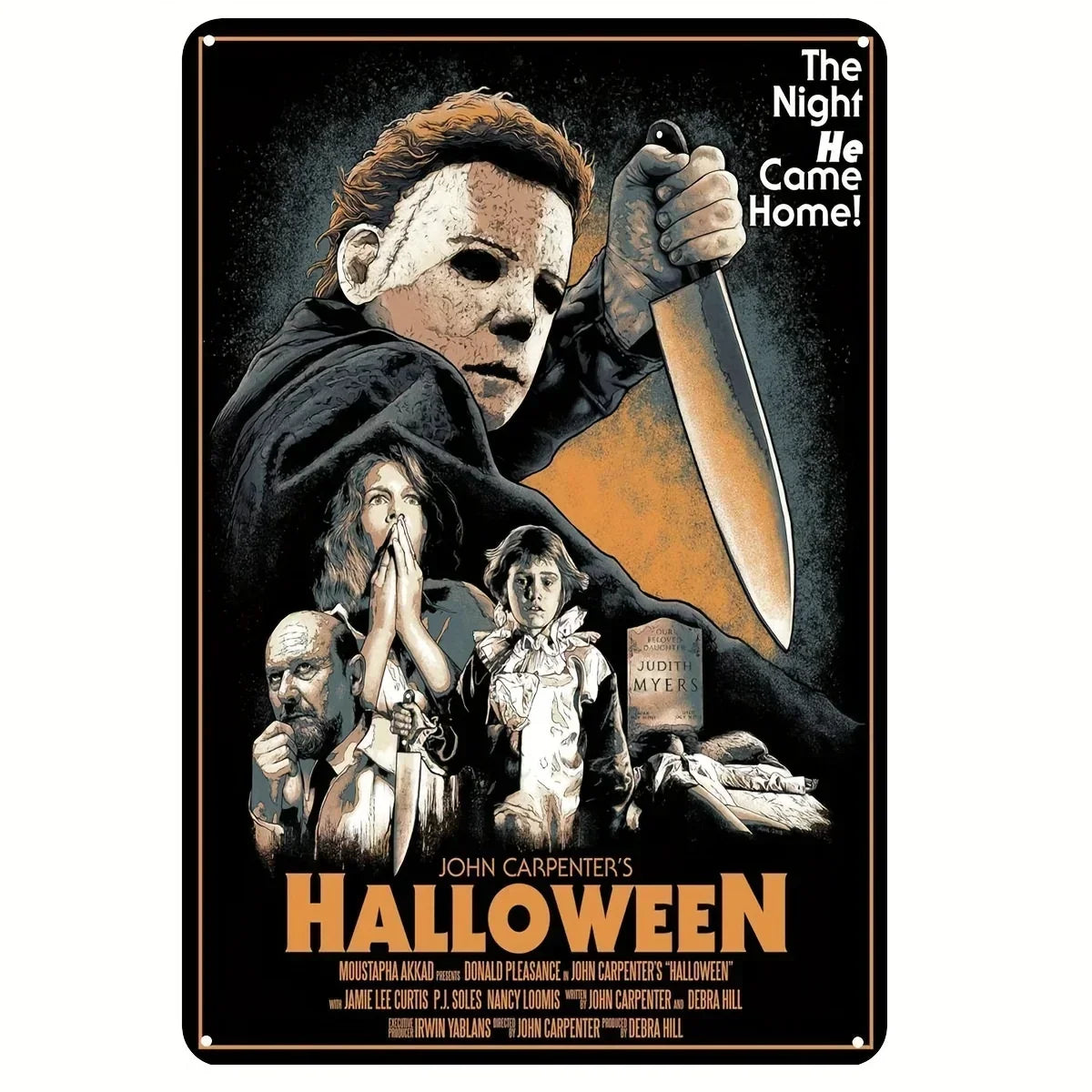 1PC Halloween Metal Sign Horror Movie Theme Shabby Iron Painting Tin Signs Wall Art Man Cave Film Theater Club Home Decoration