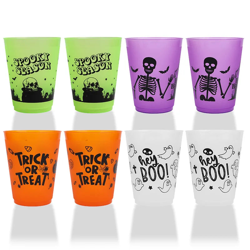 8-24Pcs Halloween Drinking Cups Boo Skull Plastic Juice Cocktail Cup for Halloween Party Home Table Decoration Supplies