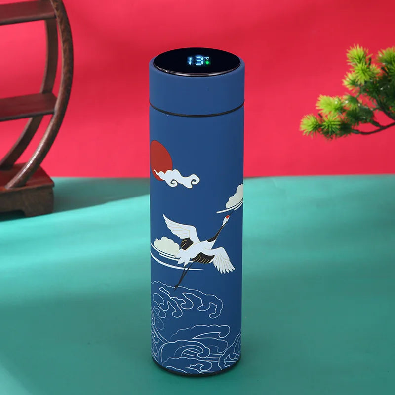 Portable Thermos Bottle Coffee Tea Mug Chinese Style Smart Temperature Display Vacuum Flask Water Bottle With Filter Thermos Cup