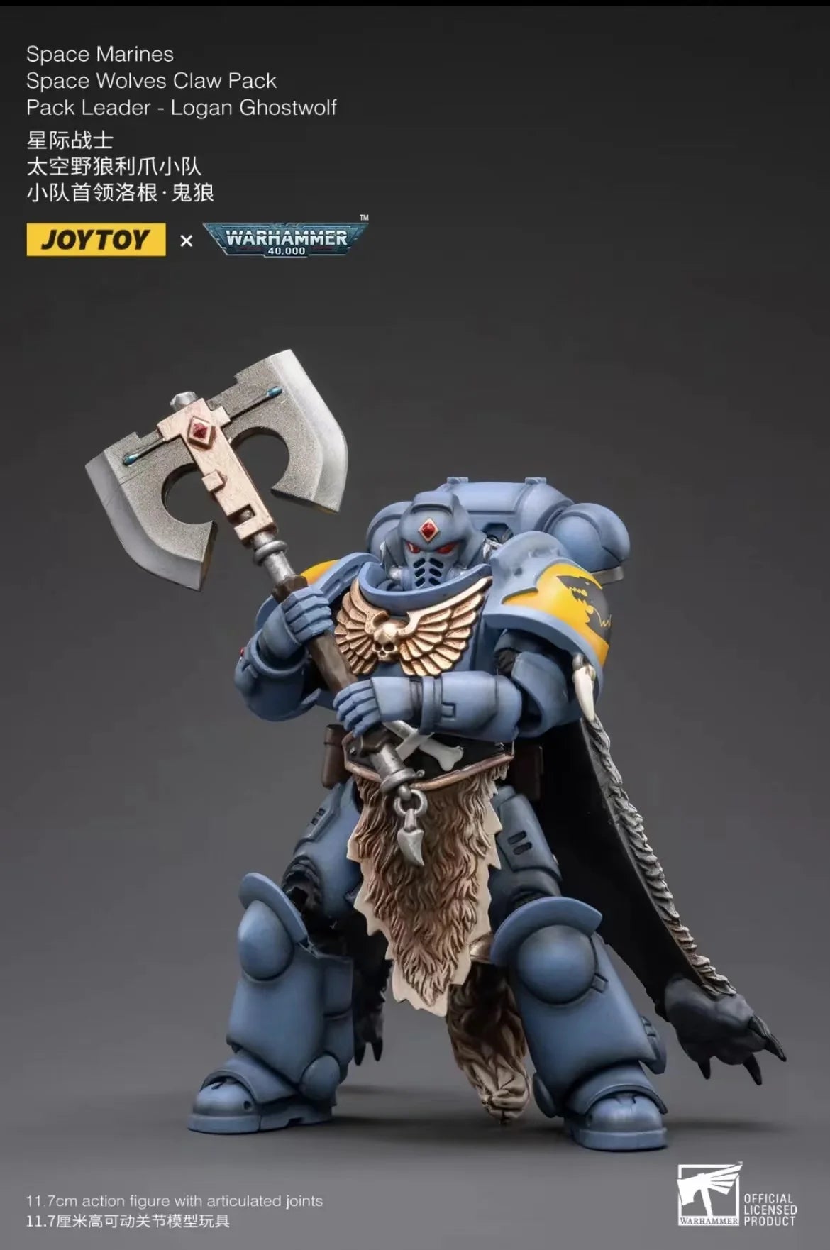 1/18 JOYTOY Actionfigur – Warhammer 40K Horus Heresy Space Wolves Logan Ghostwolf Mecha Modell