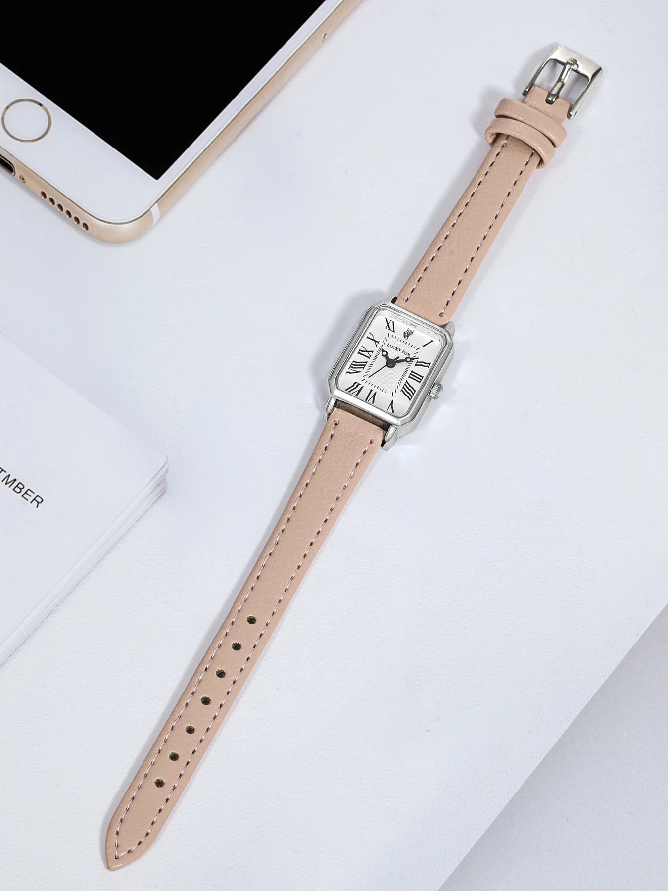 Fashion Rectangle Quartz Wrist Watch for Women Luxury Brand Roman Dial Leather Strap Ladies Watches Clock