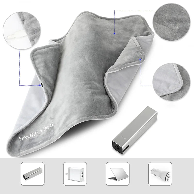 2025 USB 5V Electric Heating Pad for Cramps & Back Pain Relief Heat Pad with 59 INCH Cable Mini Heated Blanket 19.6*11.8 INCH