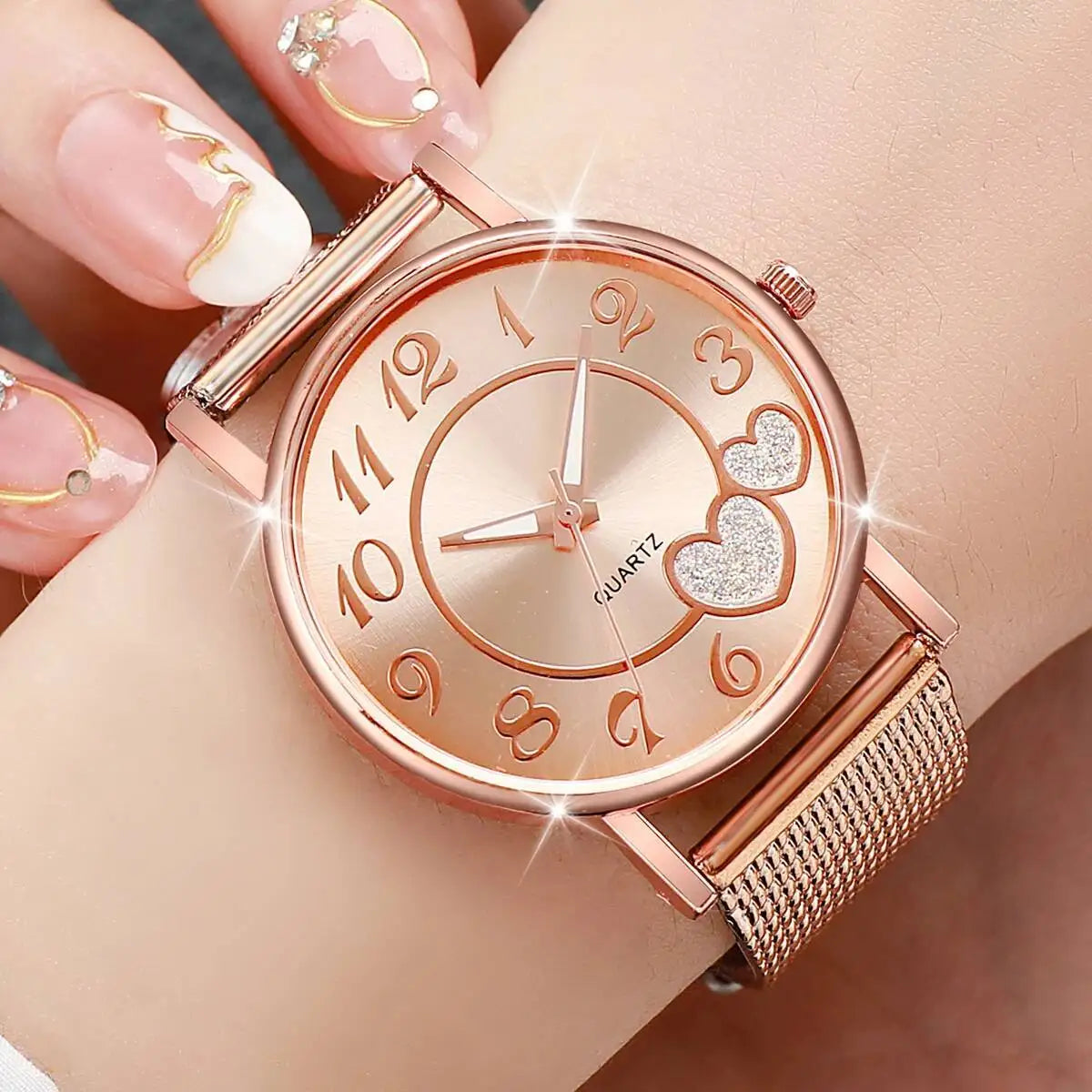1/3PCS Fashion Heart Dial Women Watches Casual Plastic Strap Quartz Wristwatch Reloj Mujer(Without Box)