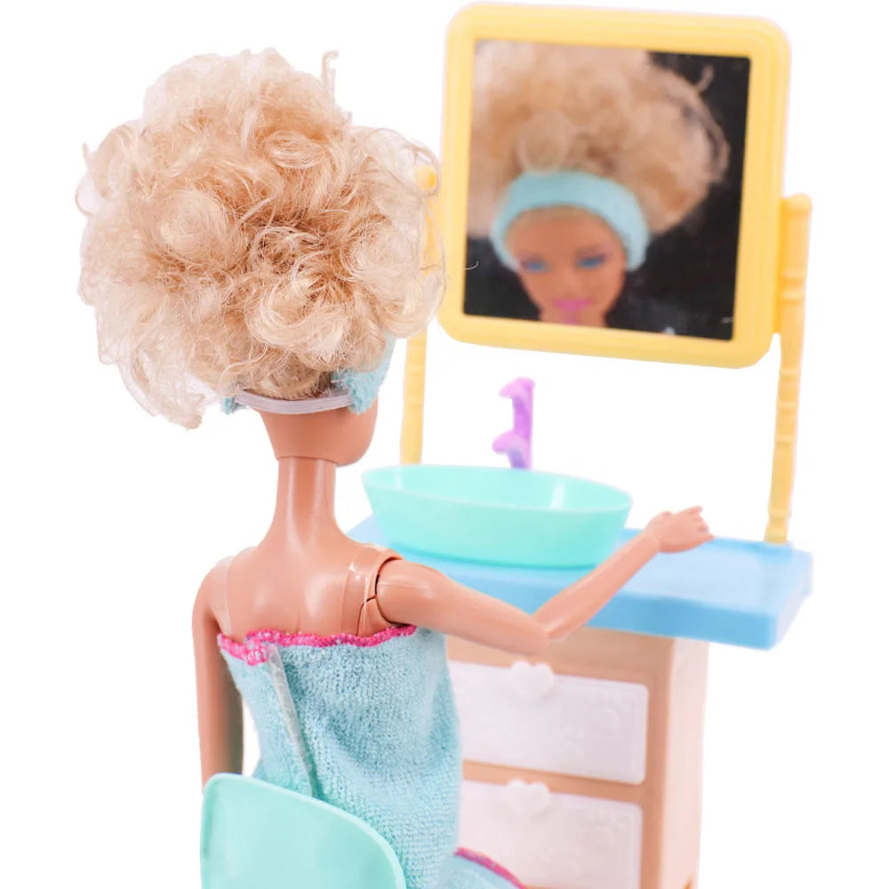 Furniture For Barbiees Doll Clothes Accessories Bed Mirror 1/6 Dollhouse Decoration Bjd Doll Accessories,Food Helmet for Barbies