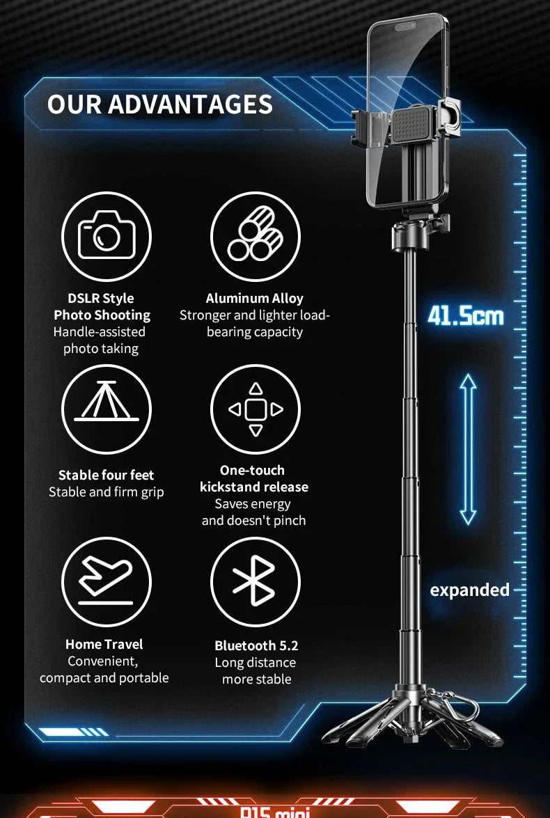 Portable Telescopic Multifunctional Tripod Phone Selfie Stick