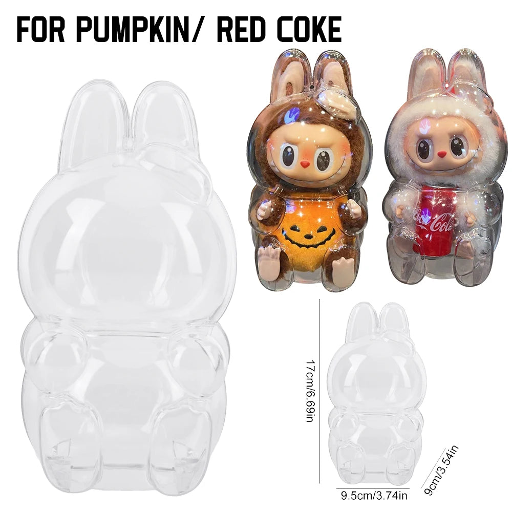 1PC Transparent Protective Cover For LABUBU Coca Cola Happy Factor Dustproof Cover Storage Box Backpack Hanging Decor (No Doll)