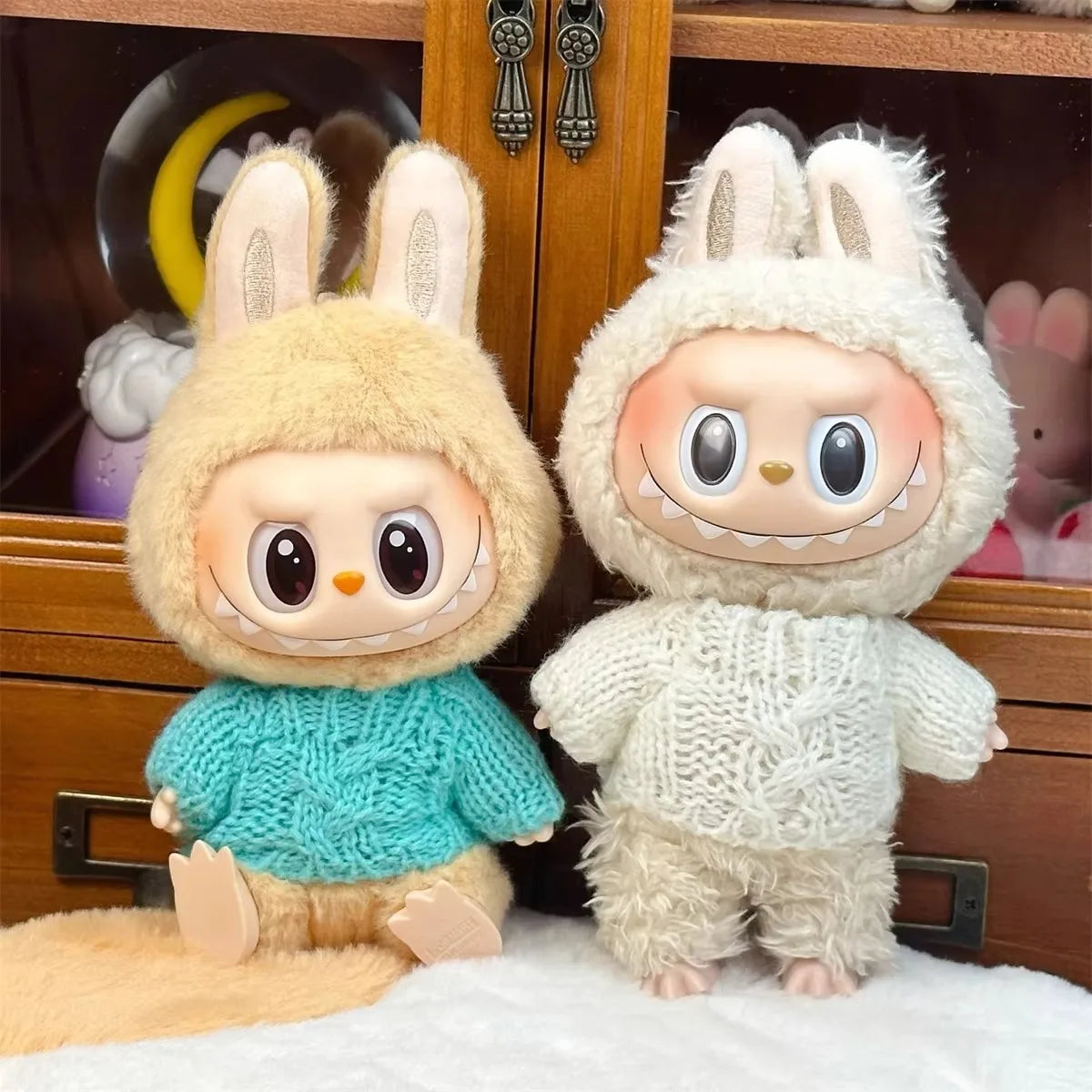 Ropa Labubu Doll Clothes Outfit Accessories For 15/17cm Labubu V2 V1 Plush Doll's Clothing Colorful Sweater Kid Toy Girl Gift