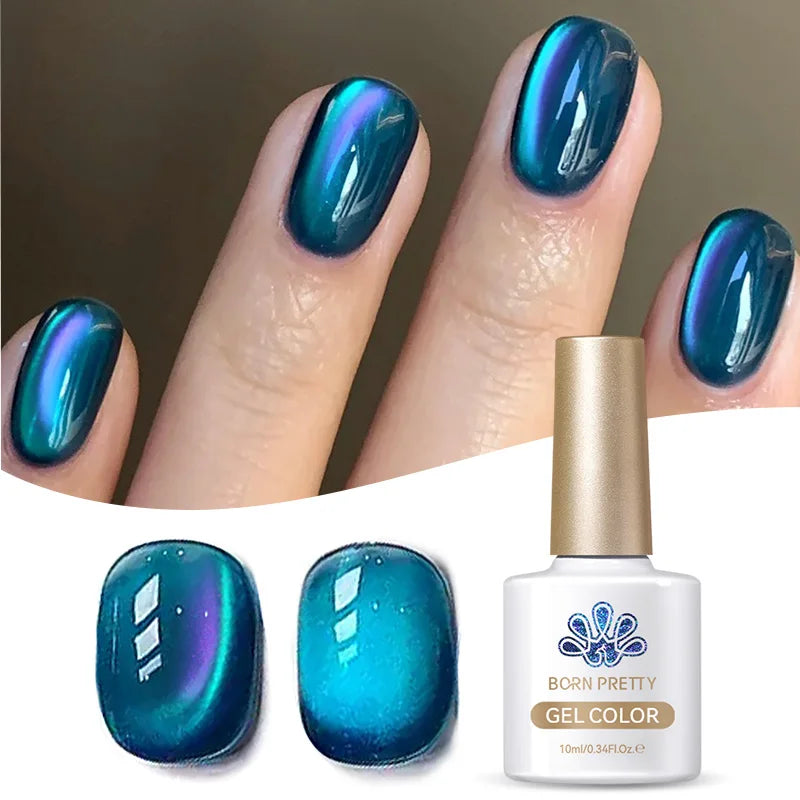 BORN PRETTY 10ml Silver Water Light Cat Magnetic Gel Nail Polish Nail Supplies Vernis Semi Permanent Gel for Fall Winter Nails