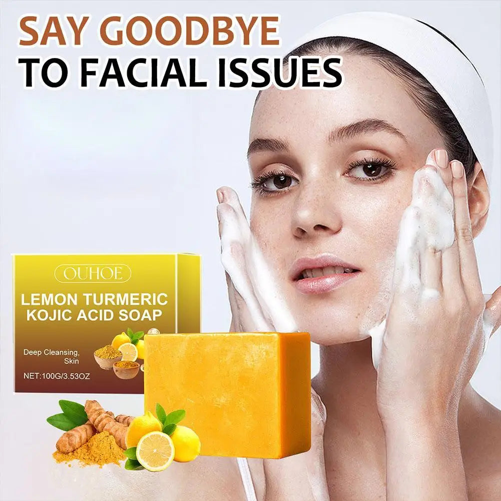 Lemon Turmeric Kojic Acid Soap 100g – Brightening & Exfoliating Skincare