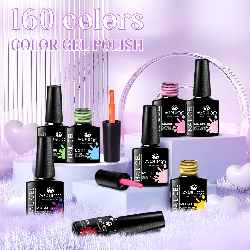MSRUIOO 6pcs Nude Pink Gel Nail Polish Set Glitter Colorful Semi Permanent UV Gel Kits DIY Nail Art Painting Varnish Manicure