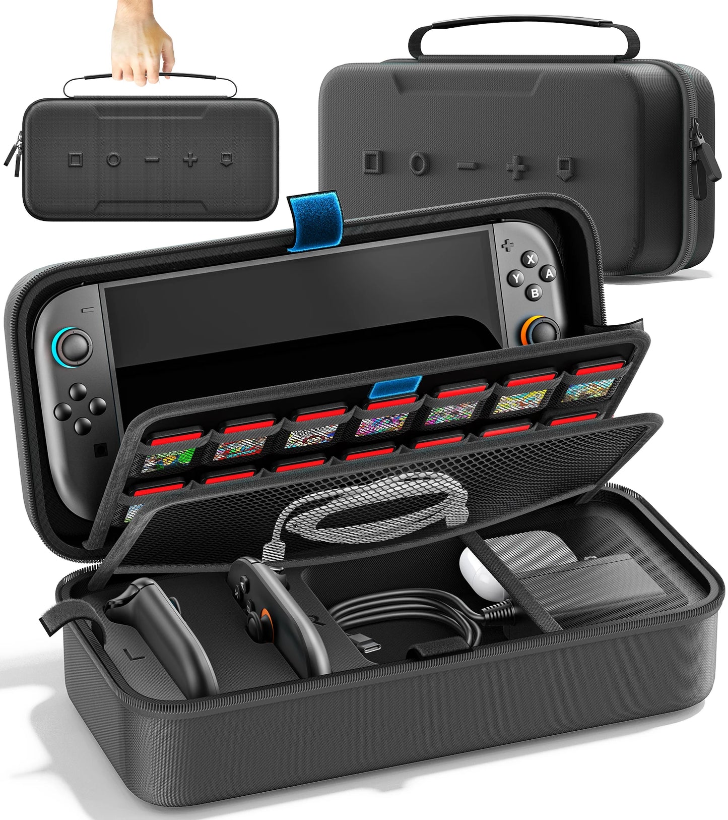For Switch 2 & Switch Original & Switch OLED Large Storage Bag Anti-Scratch Waterproof Travel Carrying Case for Nintendo Switch