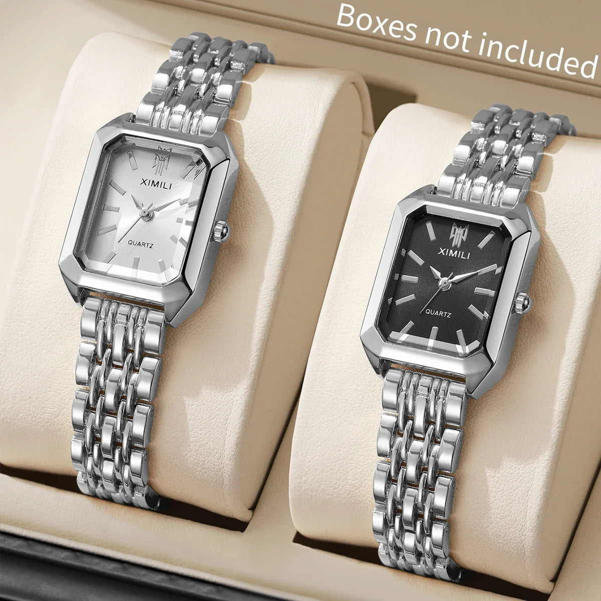 1/2/4PCS Fashion Rectangle Women Quartz Watches Stainless Steel Band Wristwatches for Girls Clock Reloj Mujer(Without Box)