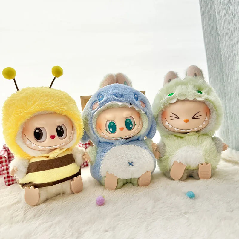 Labubu Doll Clothes Penguin Shark Bee Dinosaur Onesie - Cute Animal Jumpsuit for 17cm Pullip Blythe OB11 BJD