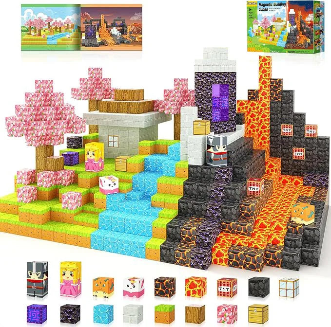 2025 NEW Magnetic Blocks Game Mine Magnet Worlds DIY Toys For Boys Girls STEM Montessori Sensory Cubes Game Toys Christmas Gifts