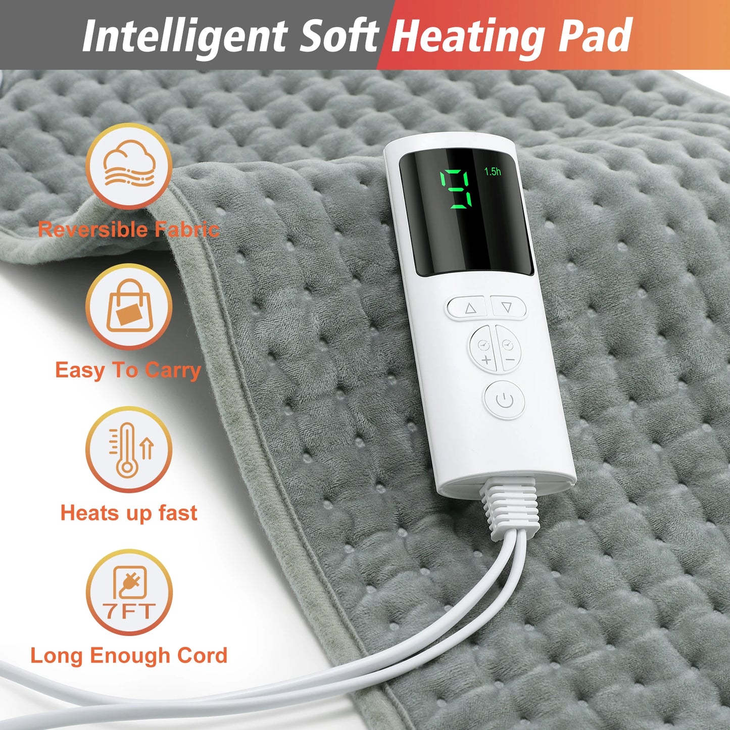 Electric Heating Pads for Back Neck Shoulder Pain Relief,Home Sofa Office Desktop Winter Warm Blanket,Auto-Off, Machine Washable