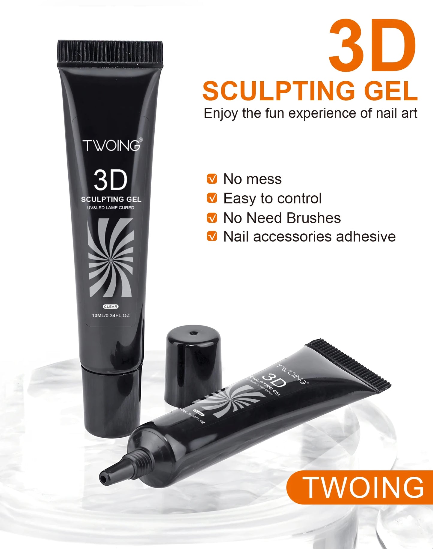 10ml 3D Nail Art Gel - DIY Designs,Waterproof Sculpting gel,Waterproof Nail Art Design Gel for Intricate Carvings & Shapes
