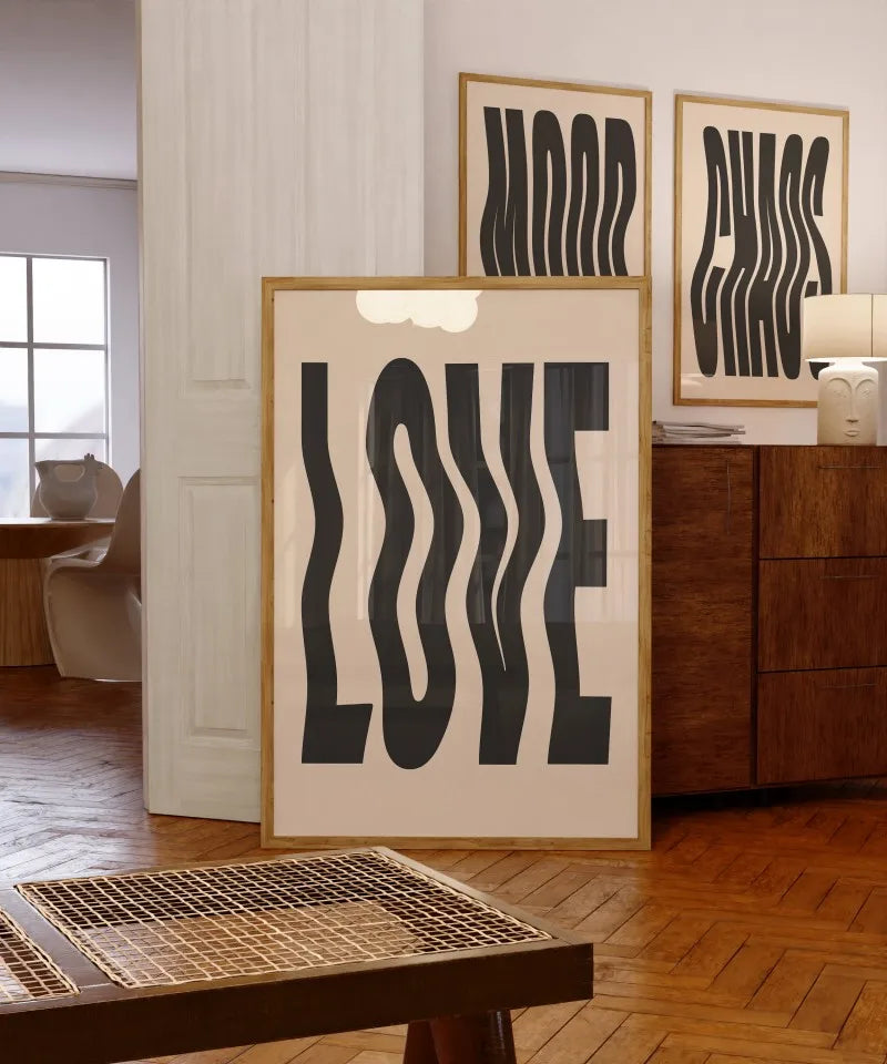 Chaos Typography Art Print and Posters Modernist Wall Art Chaos Quote Canvas Paintings Preppy Aesthetic Living Room Picturess