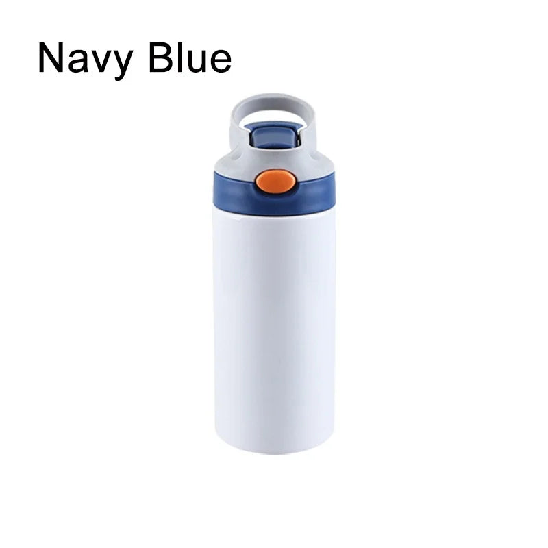 Outdoor Simple Solid Color Stainless Steel Vacuum Thermos Cup with Straw with Handle Children's Water Cup Portable Sports Cup