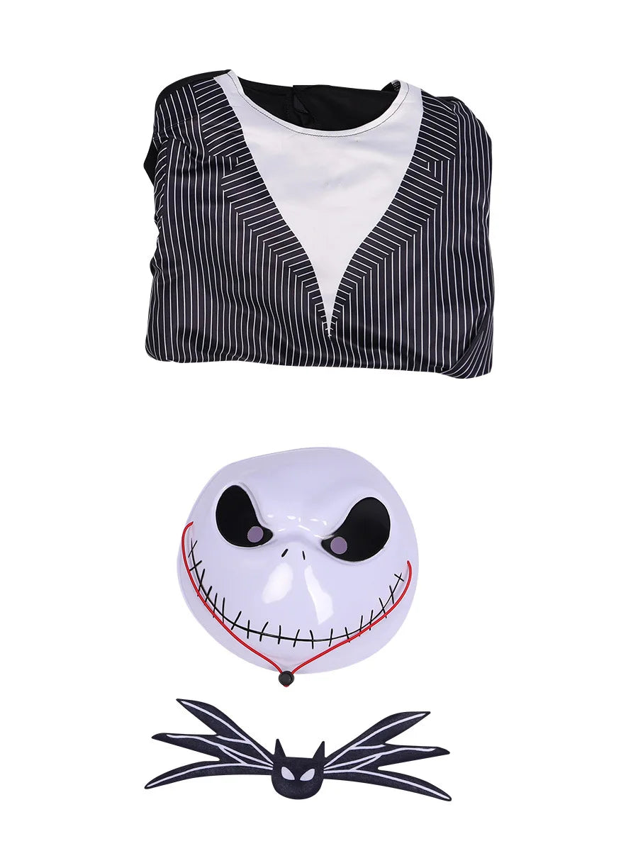 Anime Jack Skellington Costume Boys The Nightmare Before Jack Skellington Cosplay Bodysuit Suit Halloween Clothes