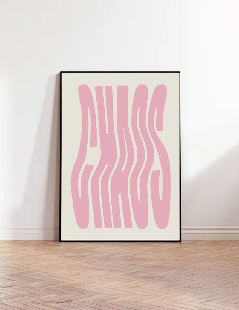 Chaos Typography Art Print and Posters Modernist Wall Art Chaos Quote Canvas Paintings Preppy Aesthetic Living Room Picturess