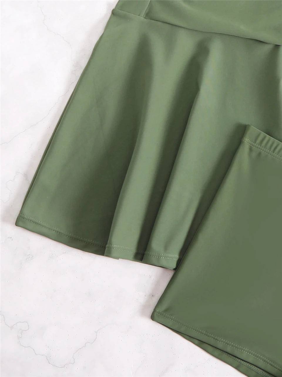 Effen tweedelig badpak 2025 dames geplooide tankini