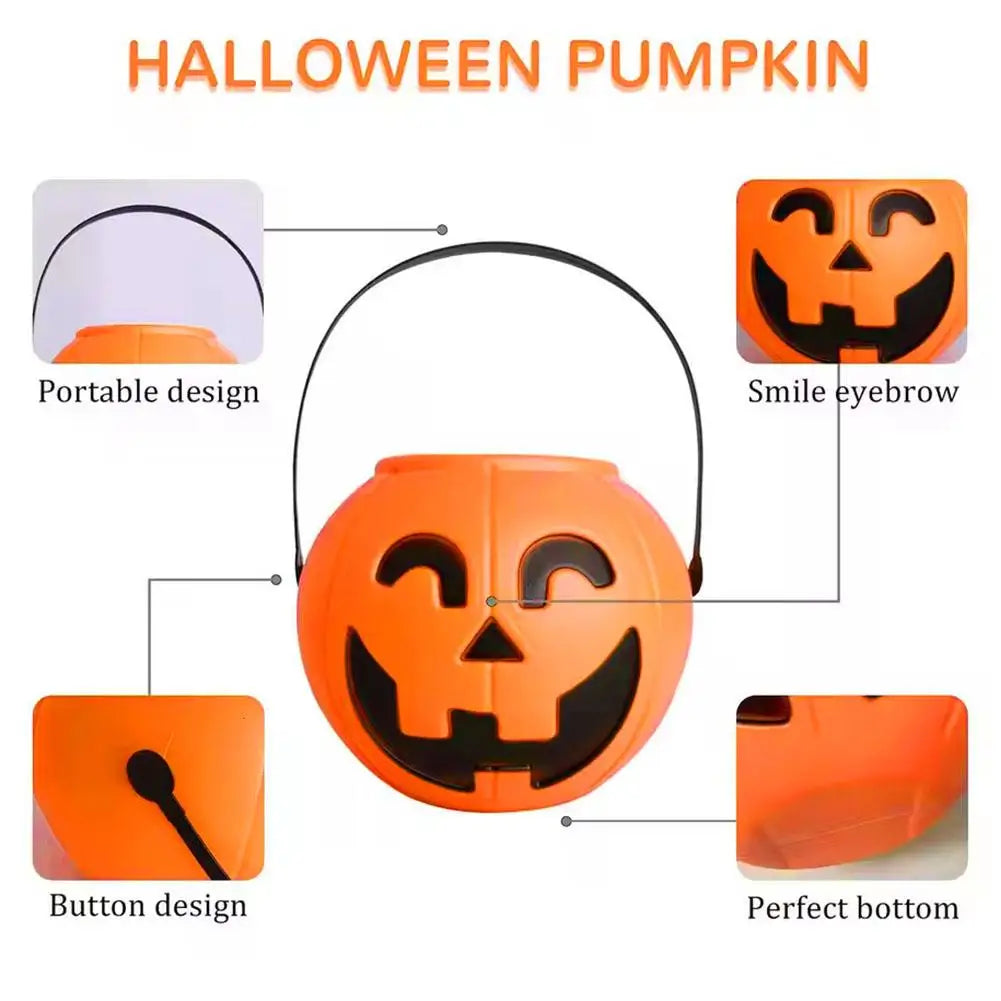 Halloween Pumpkin Bucket Portable Candy Basket Halloween Ghost Festival Bar Home Decor Sugar Filling Jar Halloween Party Gift